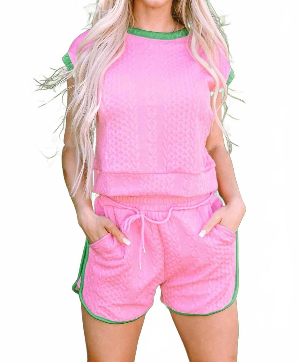 NEW WHY DRESS quilted shorts set in pink